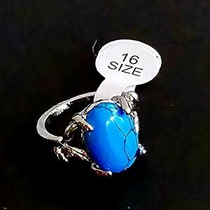 STUNNING BLUE HOWLITE FOREVER WEAR NEW SILVER SIZE  6 RING